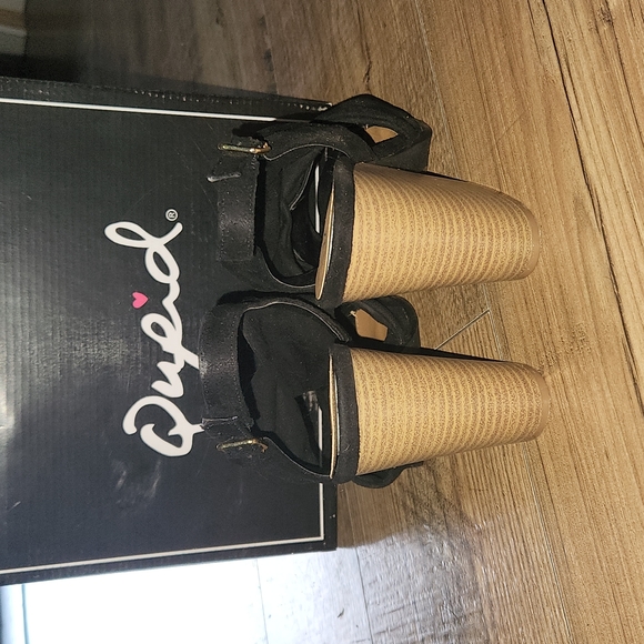 Qupid | Barnes Black Stretch Suede Knotted Chunky Heel - Picture 5 of 6